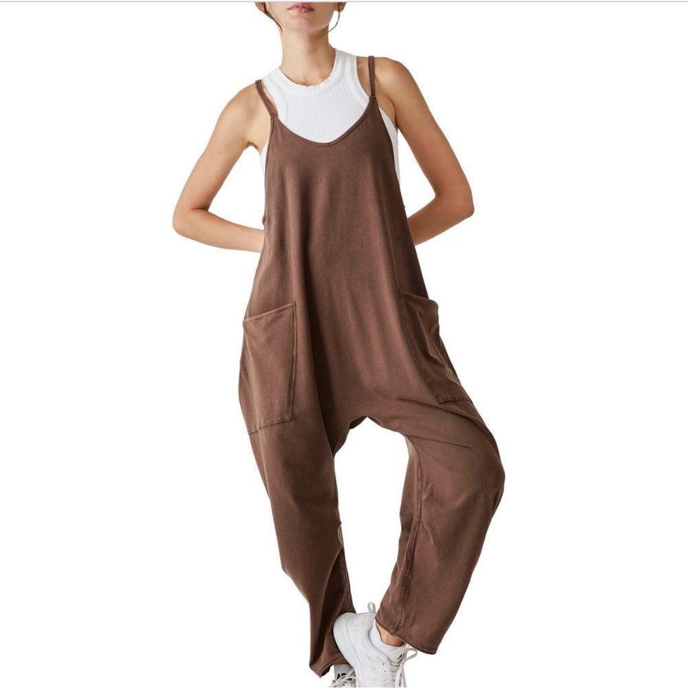 FREE PEOPLE MOVEMENT BROWN HOT SHOT ONESIE JUMPSUIT